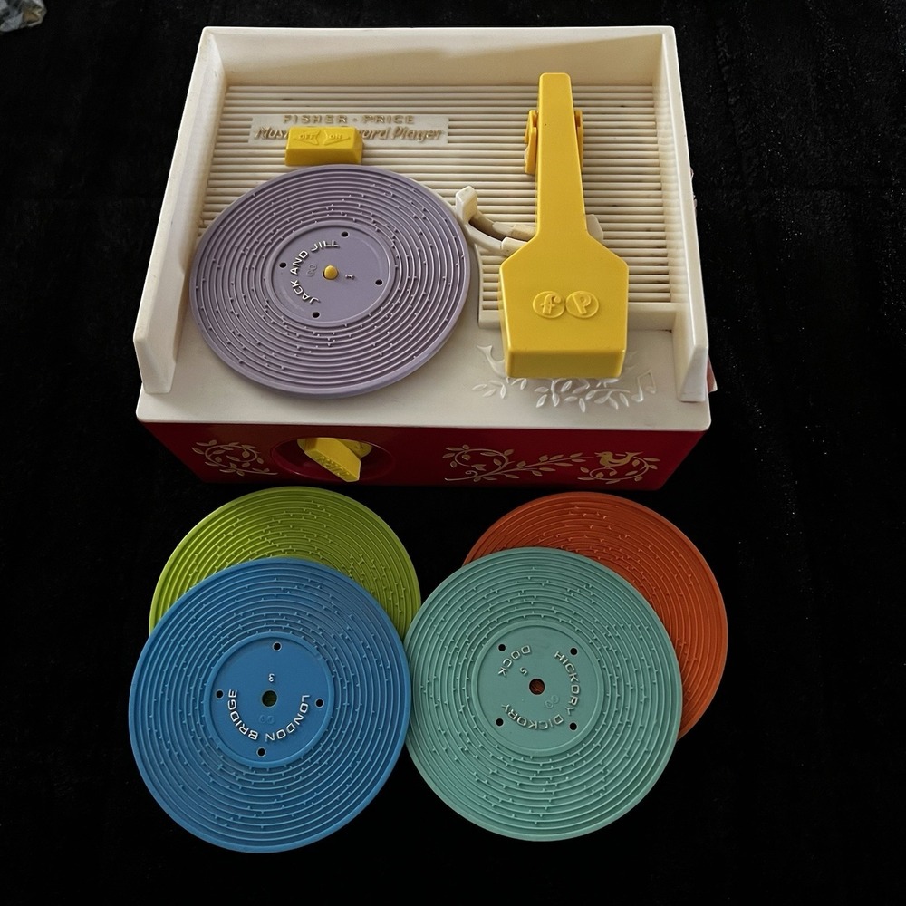 Fisher-Price 1971 Vintage Music Box Record Player #995 With 5 Records Works